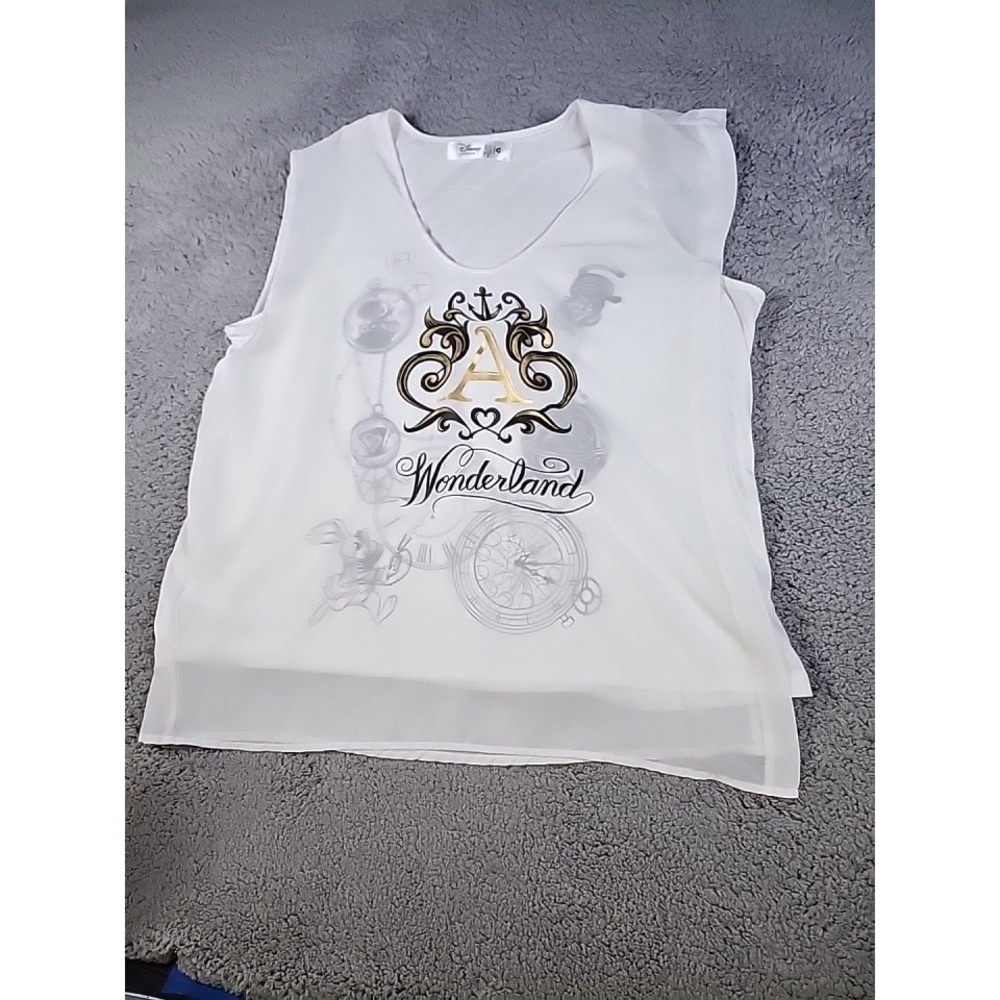 Alice In Wonderland Shirt White Blouse DISNEY STORE Sleeveless Shirt Top 2XL